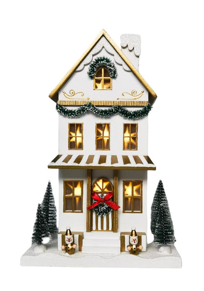 Wonderland Light Up House Standing Decoration White 28cm
