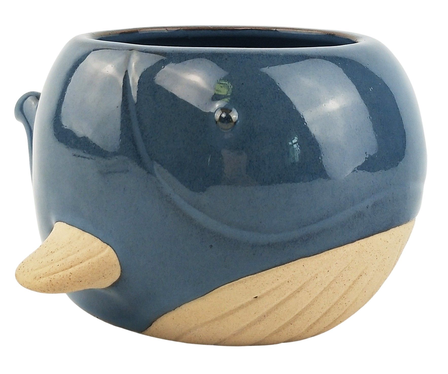 Urban Whale 9cm Ceramic Planter Home Garden Ornament Display Pot Large Blue