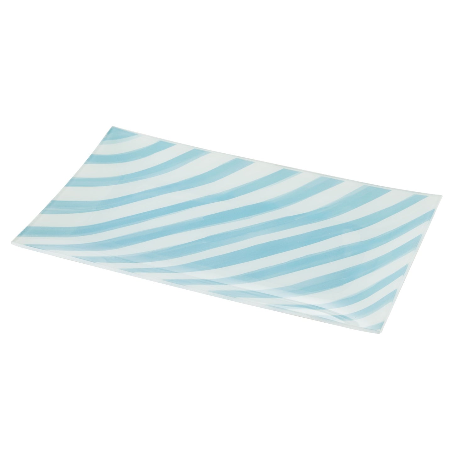 Lulu Blue Stripe Glass Plate Large - Emporium