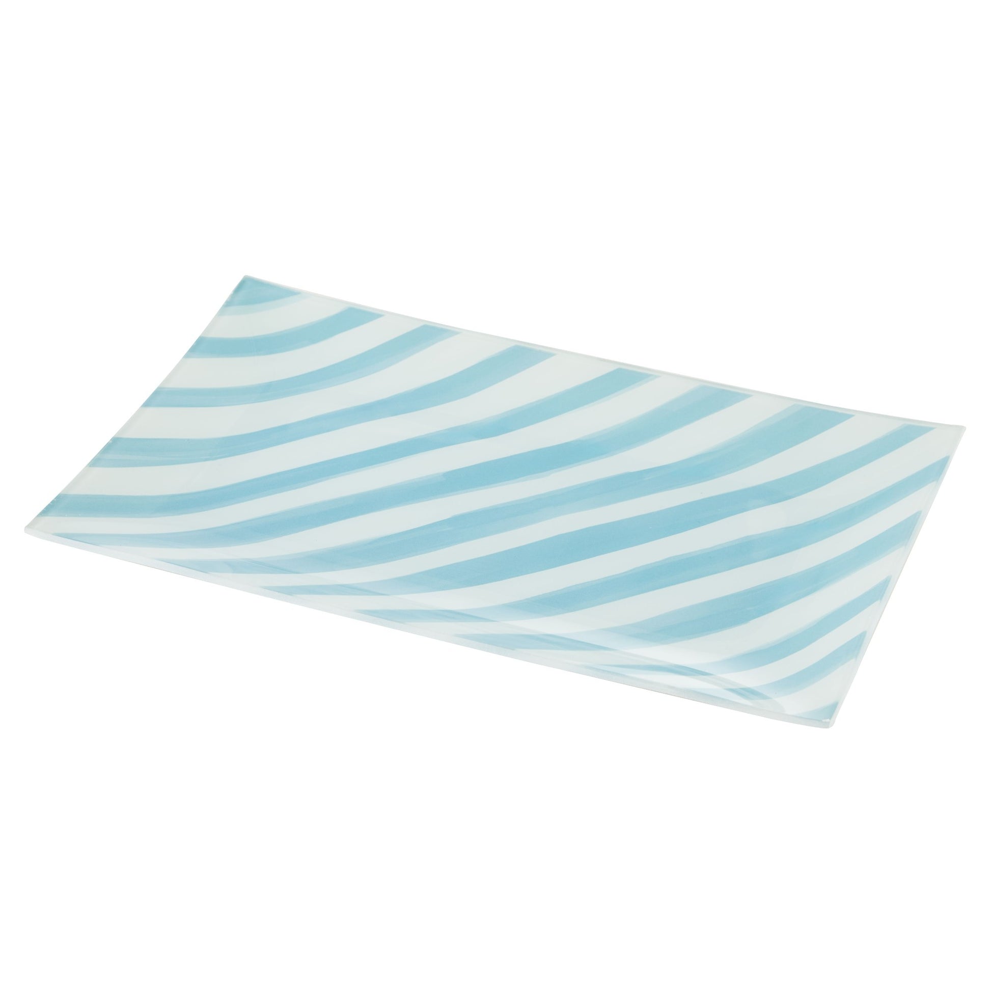 Lulu Blue Stripe Glass Plate Large - Emporium