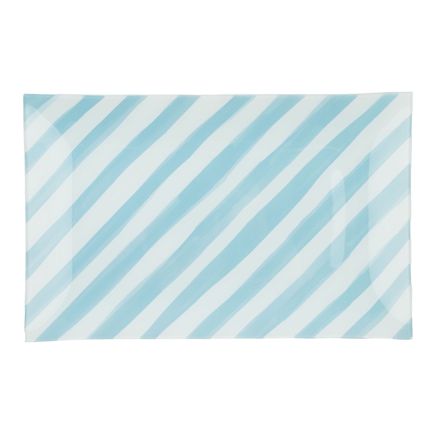 Lulu Blue Stripe Glass Plate Large - Emporium