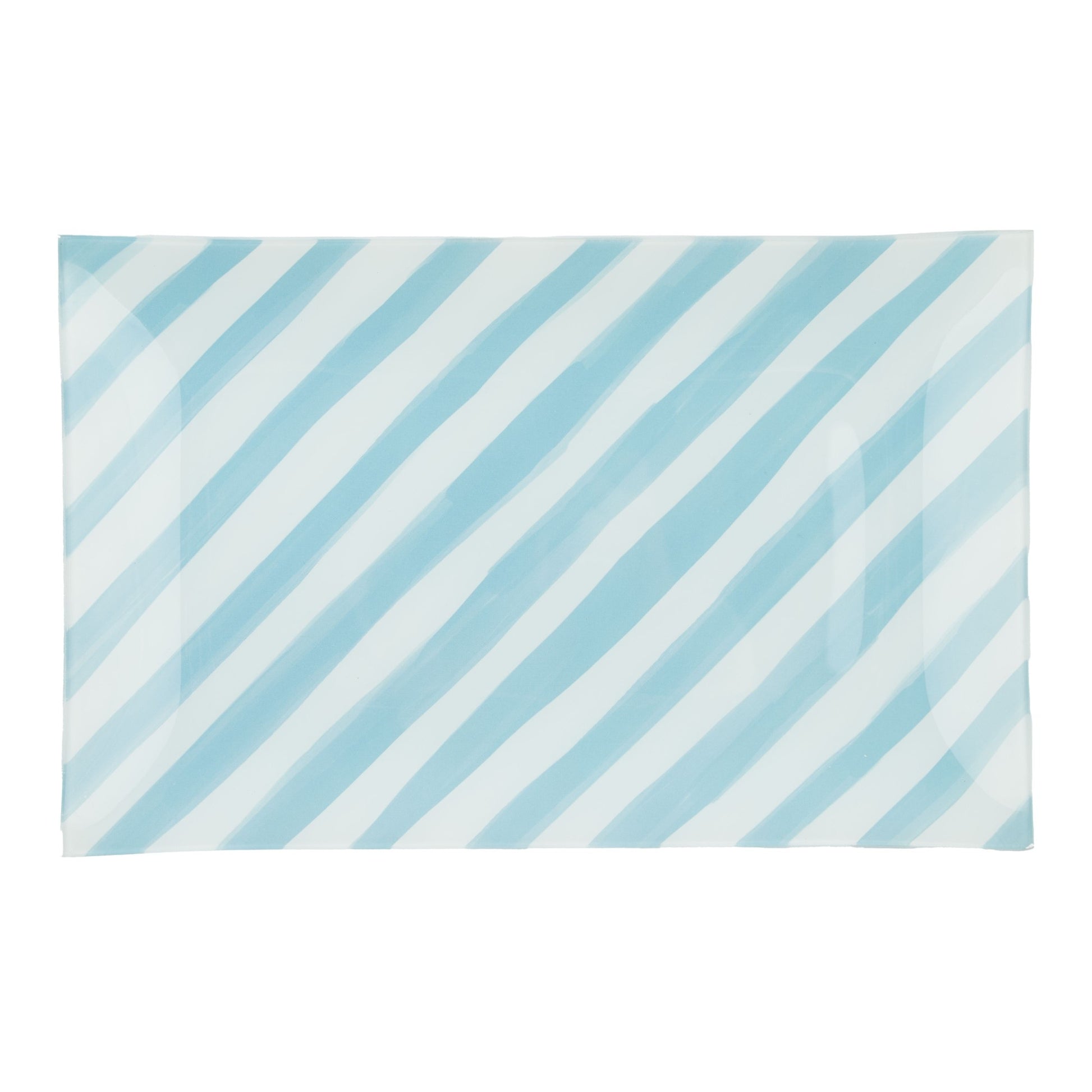 Lulu Blue Stripe Glass Plate Large - Emporium