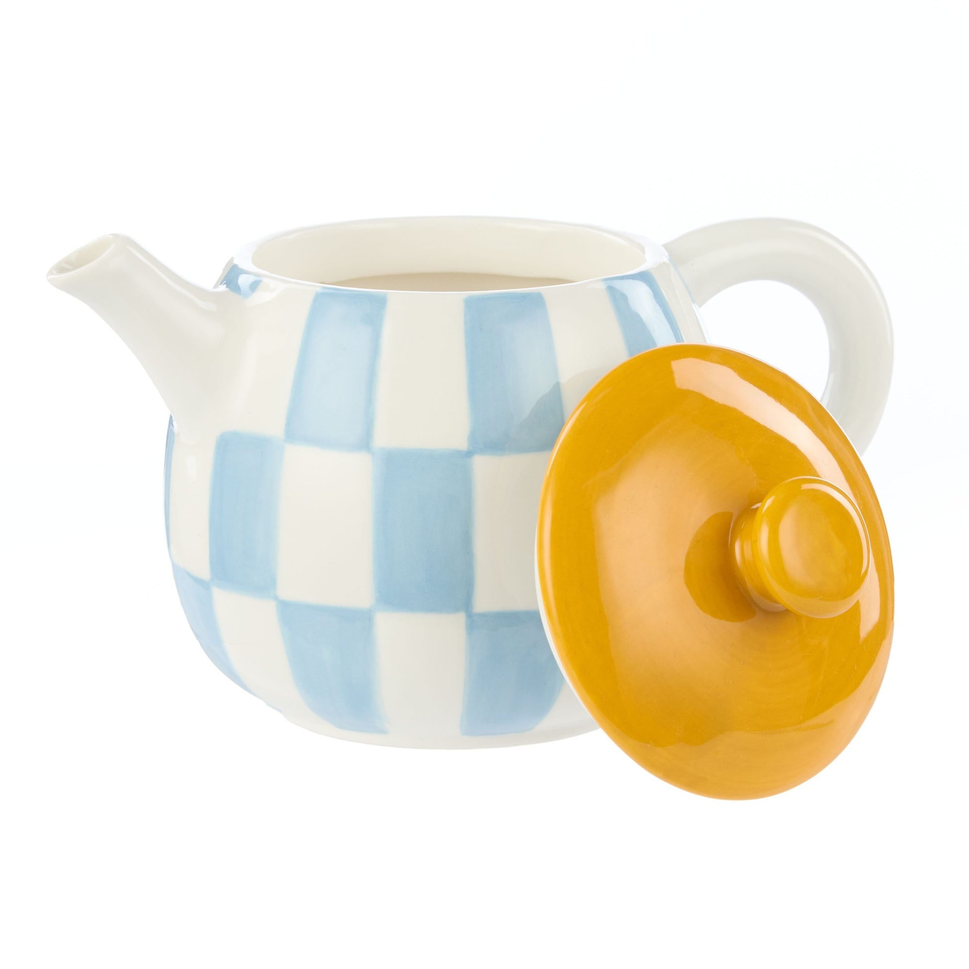 Emporium Check 700ml Teapot Blue/orange