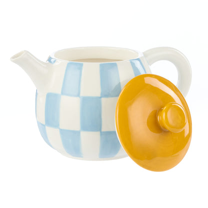 Emporium Check 700ml Teapot Blue/orange