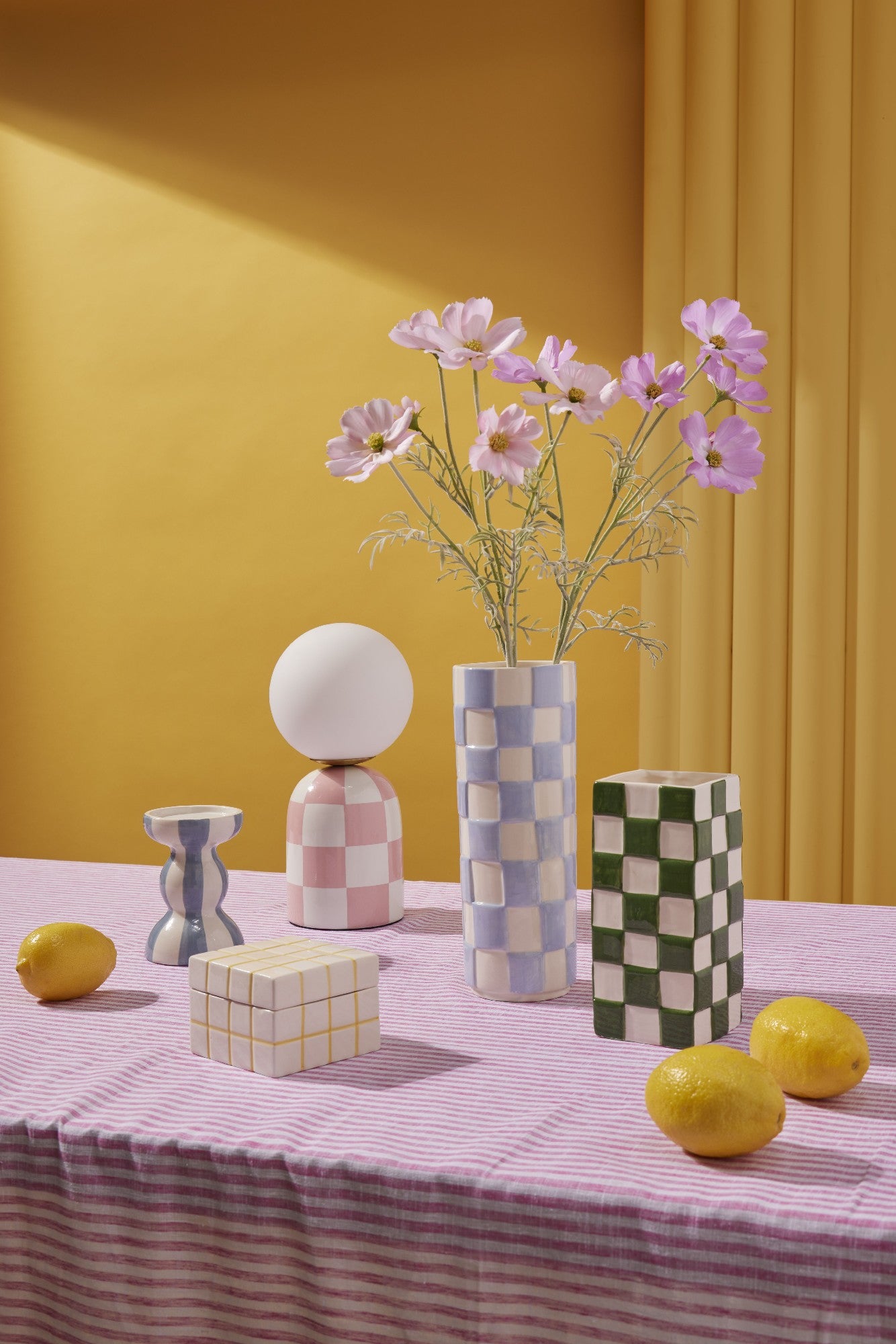 Emporium Lulu Collection Check Box Yellow 10.8x10.8x7.2cm