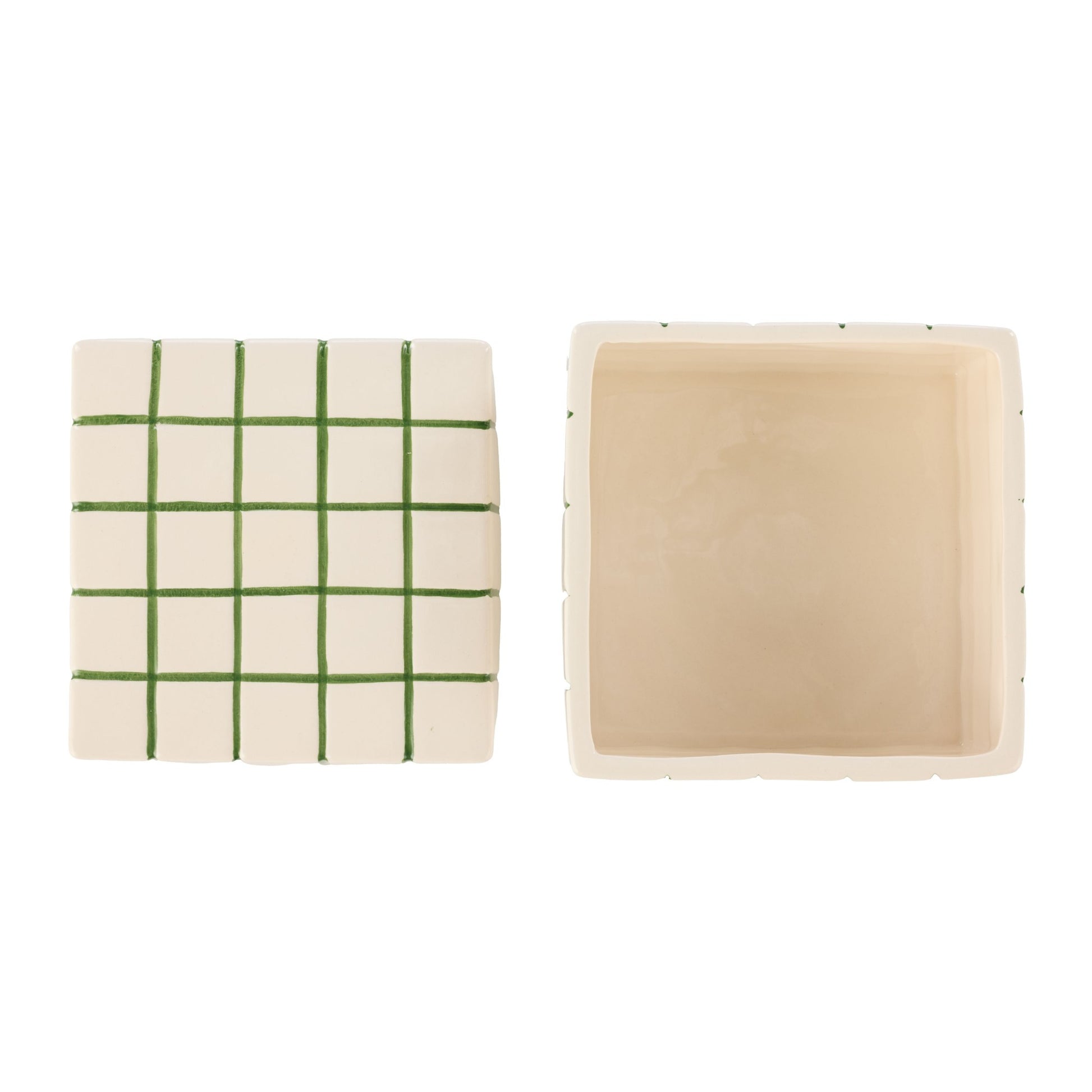 Emporium Lulu Collection Check Box Green 14.2x14.2x10.3cm