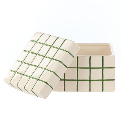 Emporium Lulu Collection Check Box Green 14.2x14.2x10.3cm