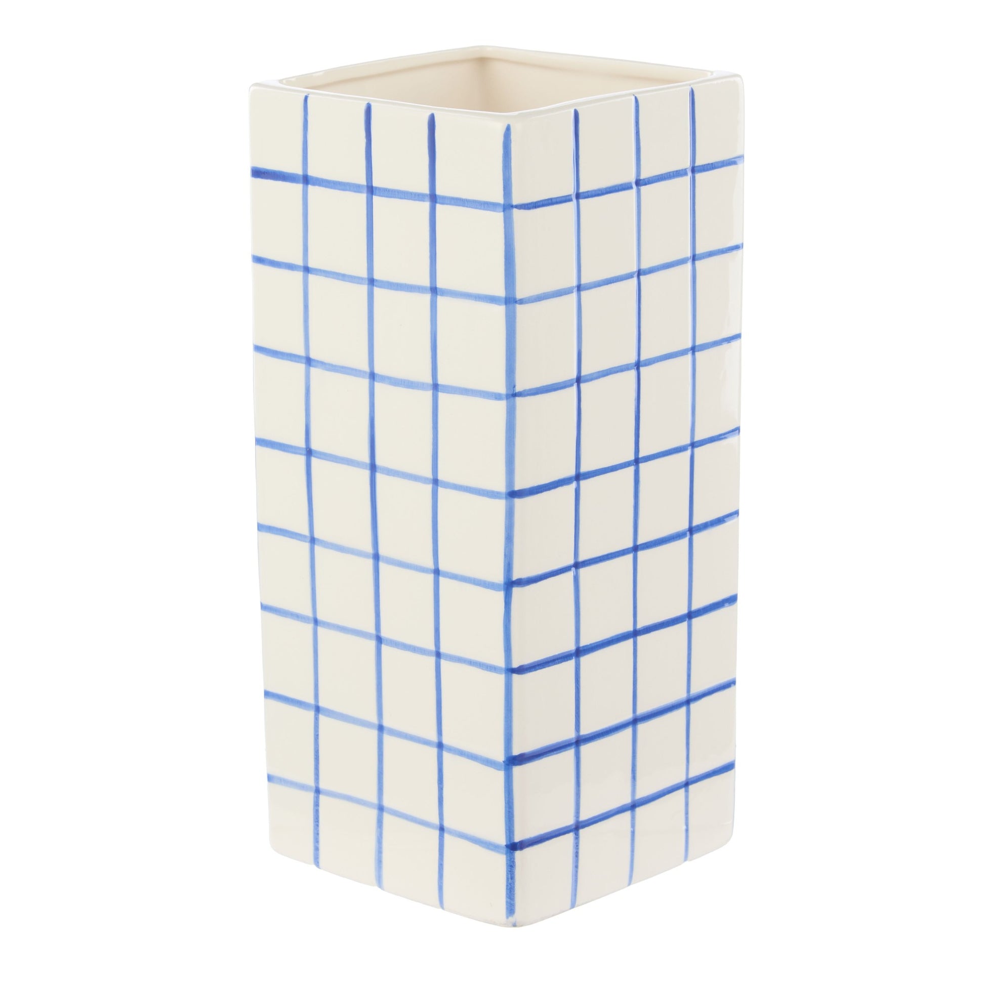 Emporium Lulu Collection Check Vase Blue 11.8x25.5cm