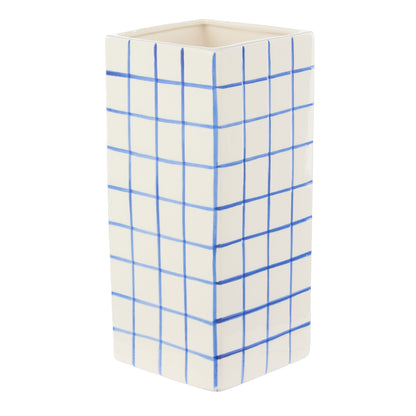 Emporium Lulu Collection Check Vase Blue 11.8x25.5cm