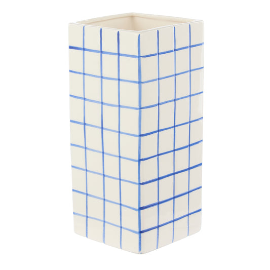 Emporium Lulu Collection Check Vase Blue 11.8x25.5cm