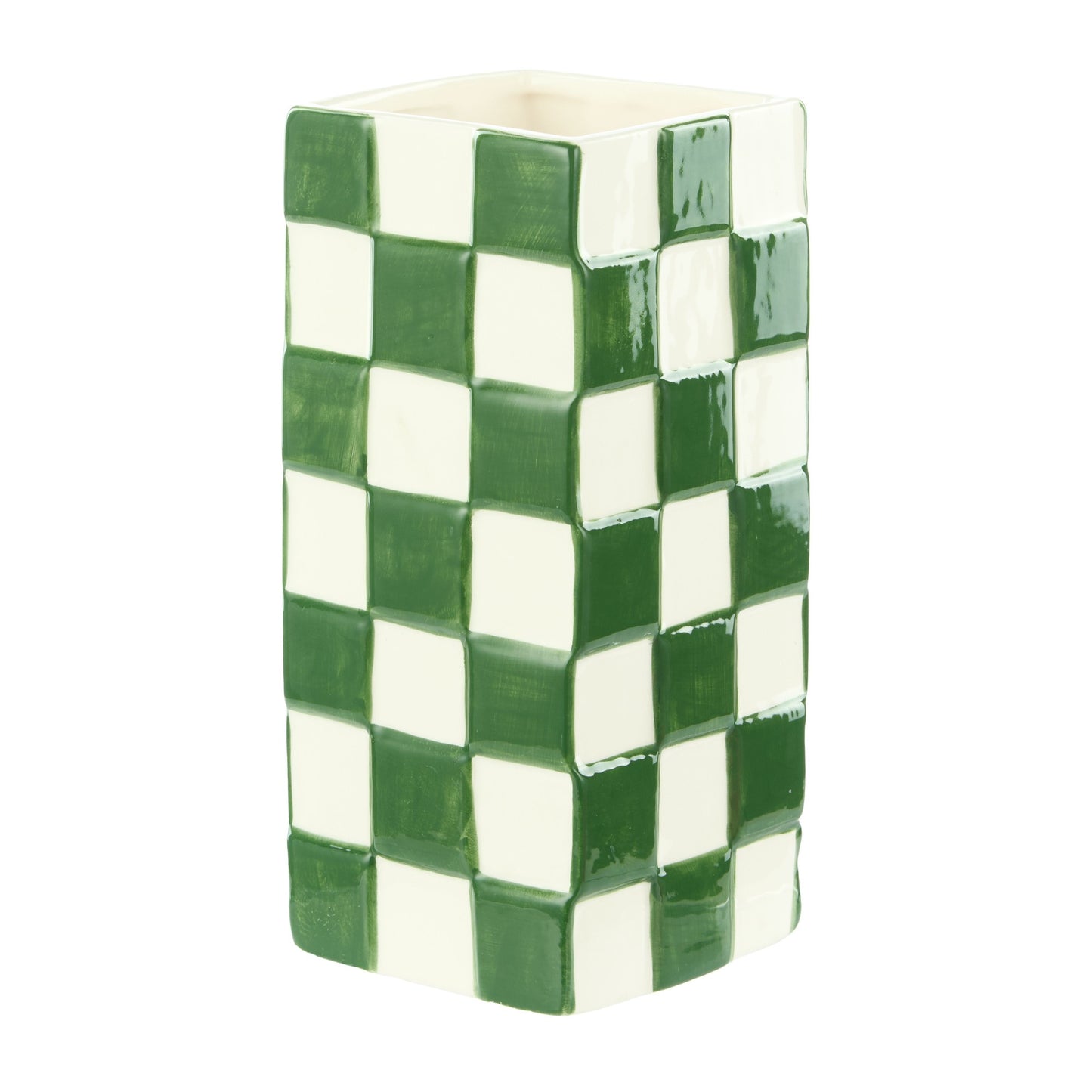 Emporium Lulu Collection Check Vase Green 9.5x19.8cm