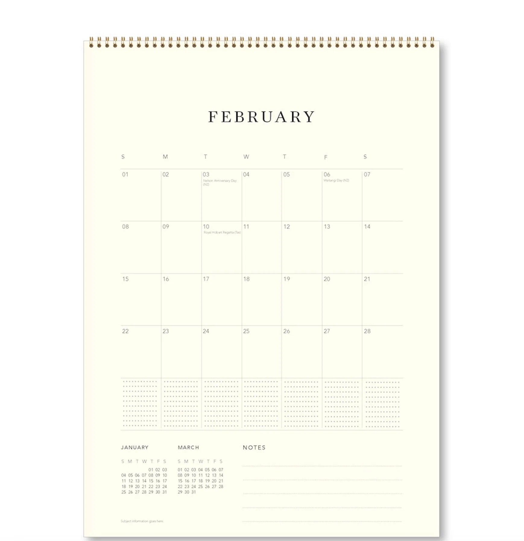 Hello Sunday 2026 Medium Calendar - Joojoo Paper