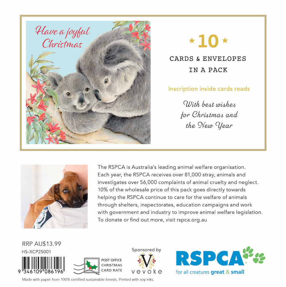Joyful Koala 10 Boxed Charity Christmas Cards - Rspca