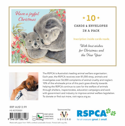 Joyful Koala 10 Boxed Charity Christmas Cards - Rspca