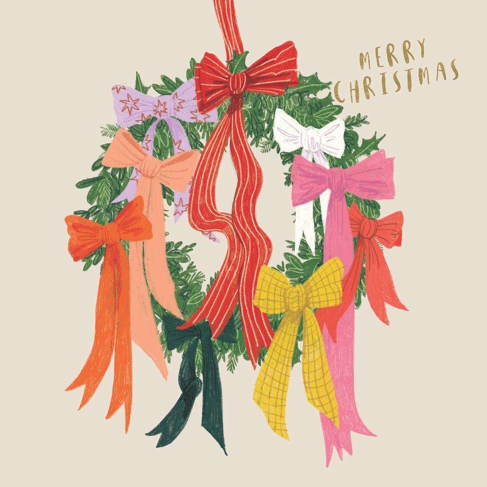 Wreath Of Ribbons 10 Boxed Charity Christmas Cards - Rspca