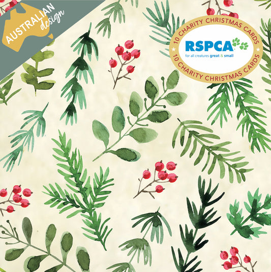 Festive Pattern 10 Boxed Charity Christmas Cards - Rspca
