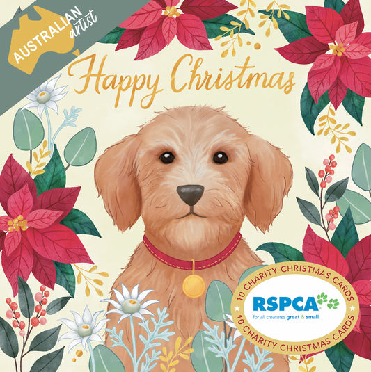 Christmas Dog 10 Boxed Charity Christmas Cards - Rspca