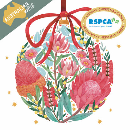 Floral Bubble 10 Boxed Charity Christmas Cards - Rspca