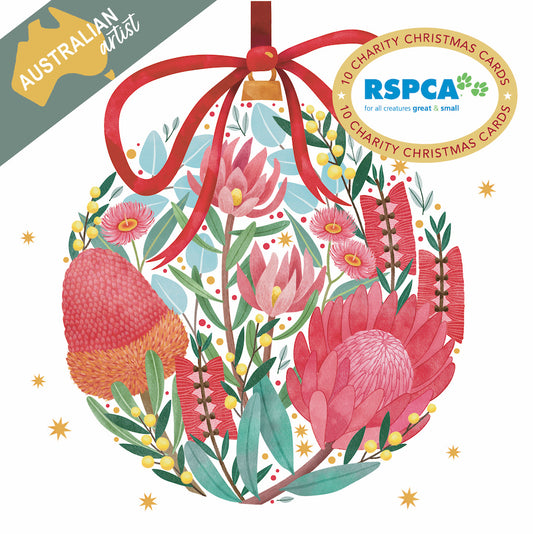 Floral Bubble 10 Boxed Charity Christmas Cards - Rspca
