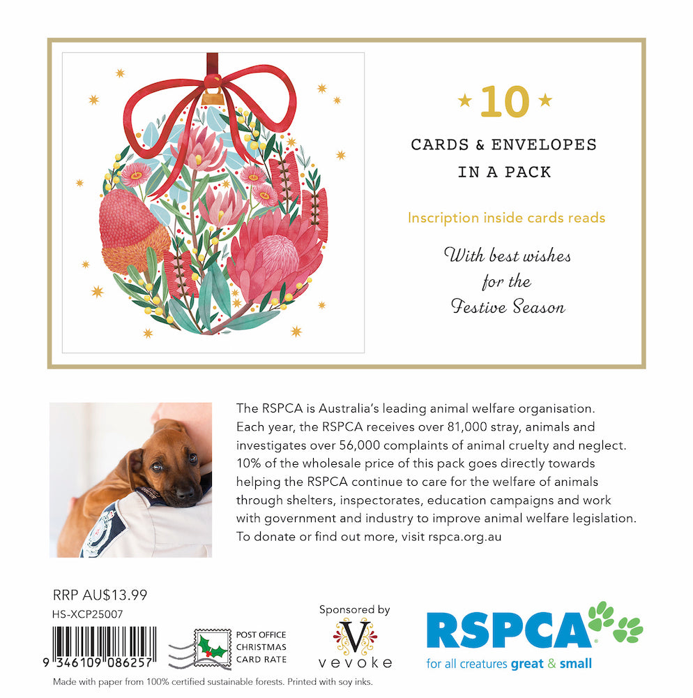 Floral Bubble 10 Boxed Charity Christmas Cards - Rspca