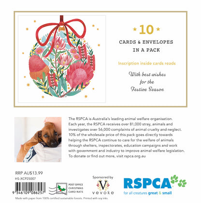 Floral Bubble 10 Boxed Charity Christmas Cards - Rspca
