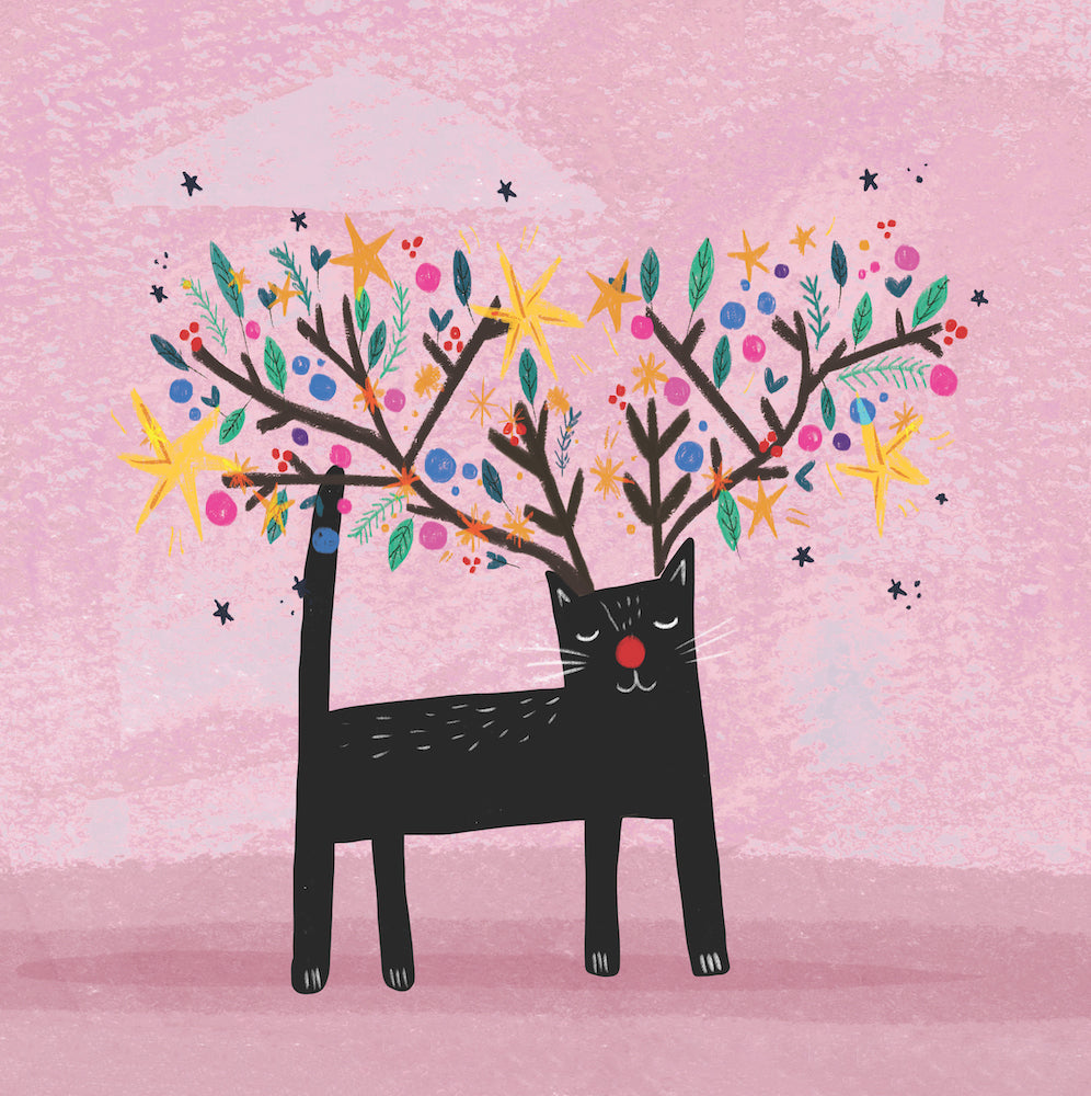 Festive Cat 10 Boxed Charity Christmas Cards - Breast Cancer Network
