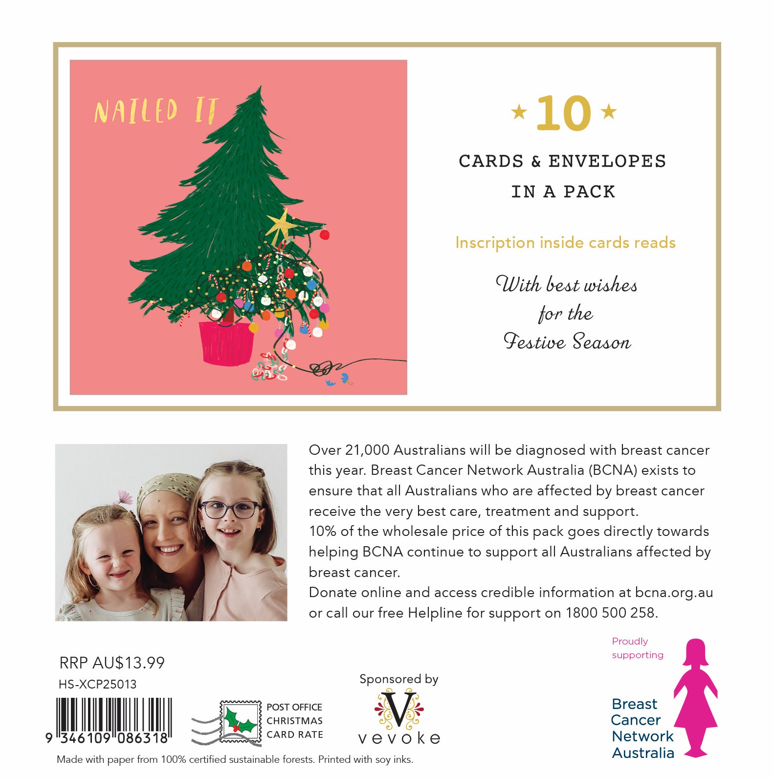 Nailed It 10 Boxed Charity Christmas Cards - Breast Cancer Network