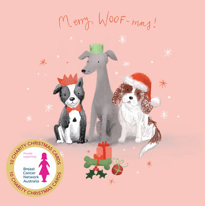 Dog Presents 10 Boxed Charity Christmas Cards - Breast Cancer Network