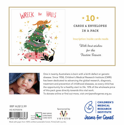 Wreck The Halls 10 Boxed Charity Christmas Cards - Jeans For Genes