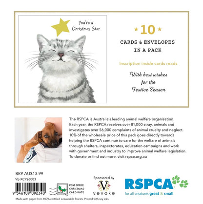 Rspca - Christmas Star - 10 Charity Christmas Cards Pack