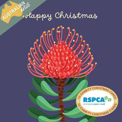 Rspca - Christmas Flowers - 10 Charity Christmas Cards Pack