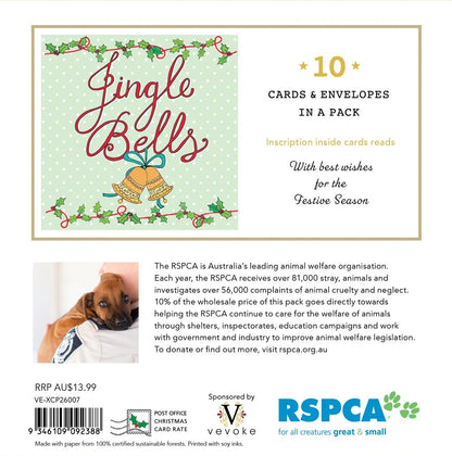 Rspca - Jingle Bells - 10 Charity Christmas Cards Pack