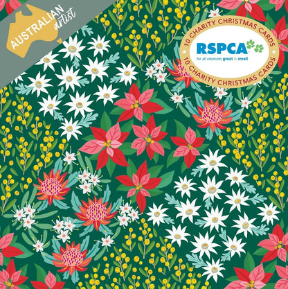 Rspca - Patchwork Flowers - 10 Charity Christmas Cards Pack