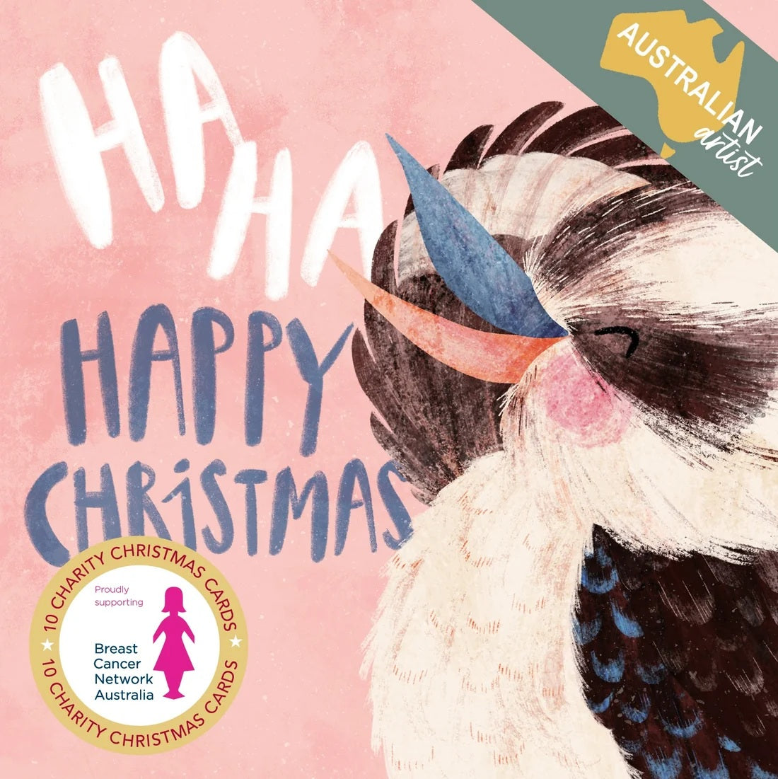 Bcna - Laughing Kookaburra - 10 Charity Christmas Cards Pack