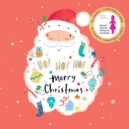 Bcna - Ho Ho Ho Santa - 10 Charity Christmas Cards Pack