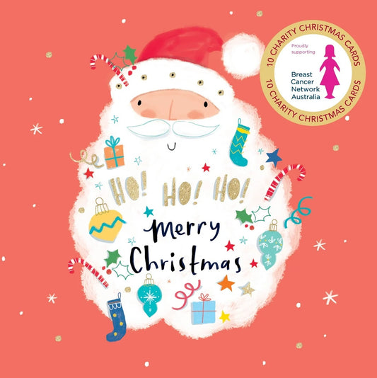 Bcna - Ho Ho Ho Santa - 10 Charity Christmas Cards Pack