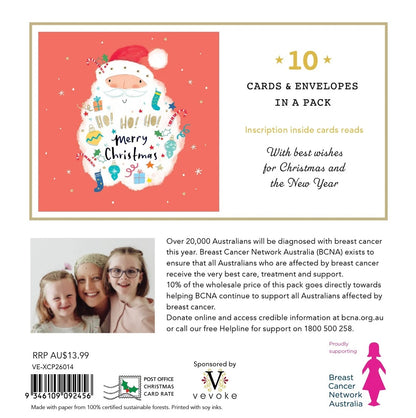 Bcna - Ho Ho Ho Santa - 10 Charity Christmas Cards Pack