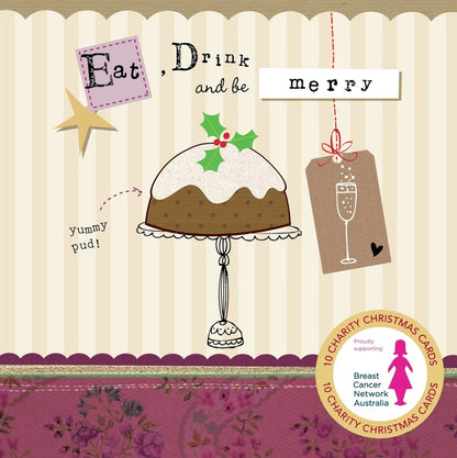 Bcna - Eat, Drink And Be Merry - 10 Charity Christmas Cards Pack