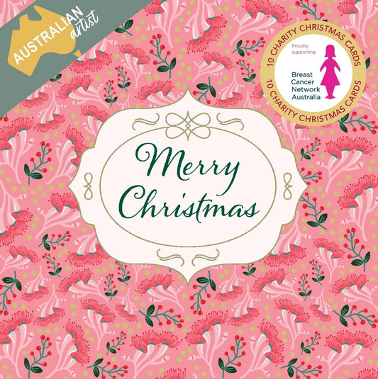 Bcna - Vintage Pink Christmas - 10 Charity Christmas Cards Pack