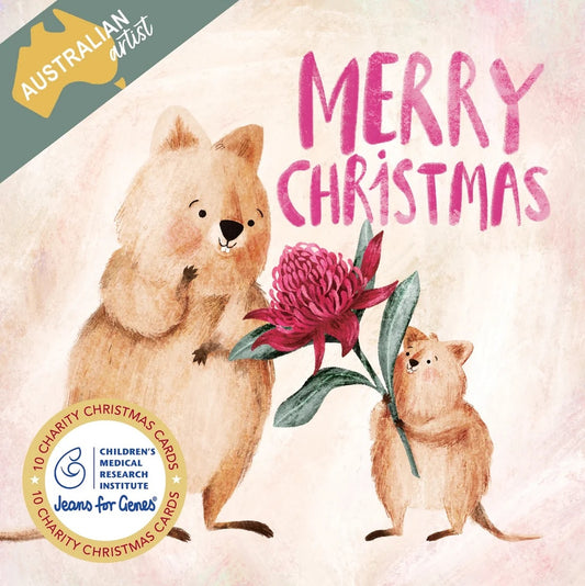 Cmri - Quokka Christmas Present - 10 Charity Christmas Cards Pack
