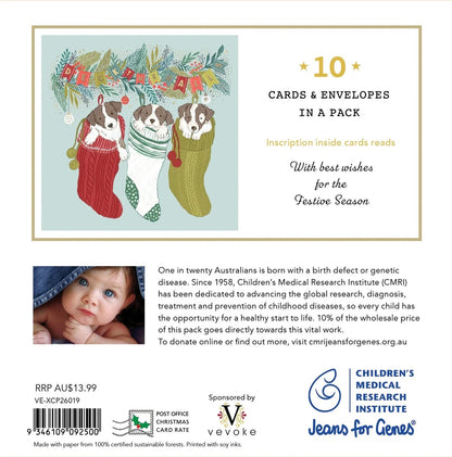 Cmri - Cheeky Puppies - 10 Charity Christmas Cards Pack