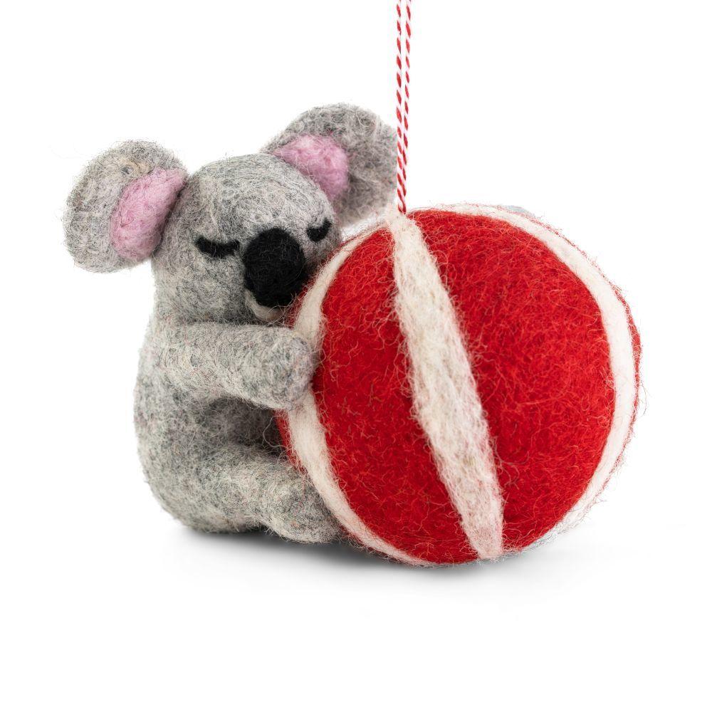 Christmas Decoration - Felt Koala With Beach Ball