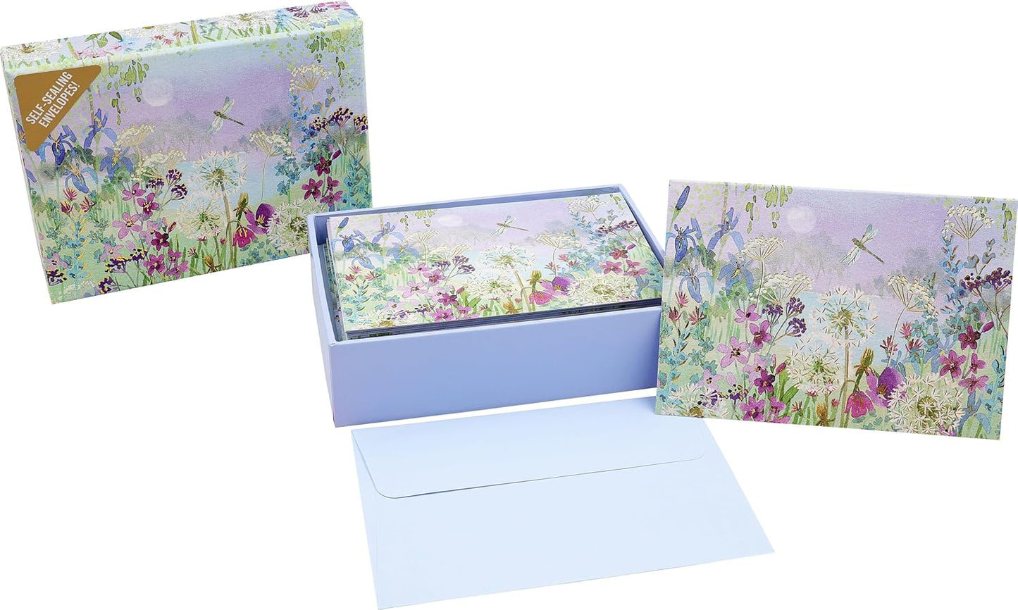 Dragonflies & Dandelions Note Cards (14 Cards, 15 Self-sealing Envelopes)