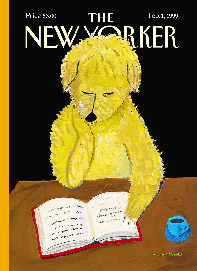 Card New Yorker Dog Reading