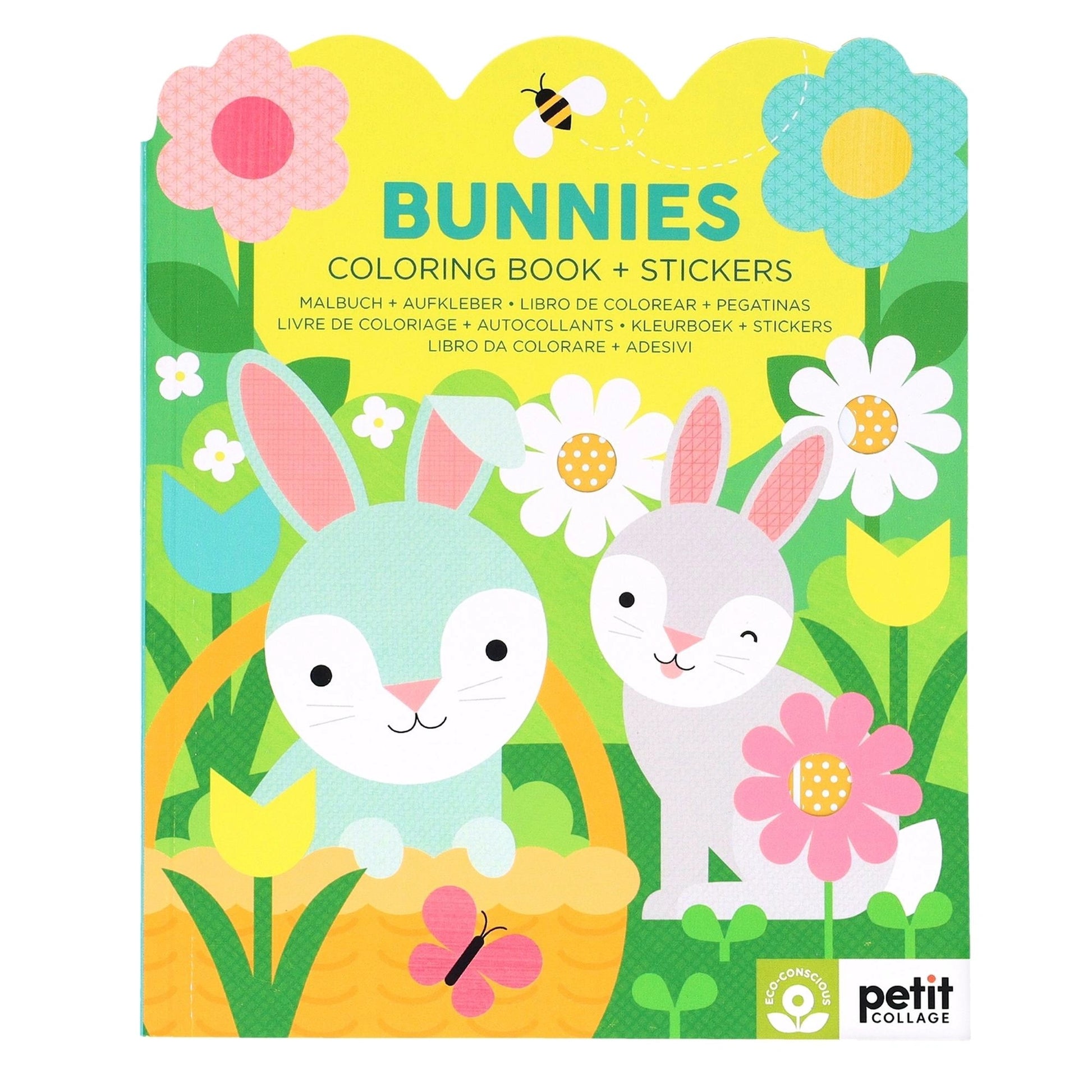 Bunnies Coloring Book + Stickers - By Petit Collage (paperback)