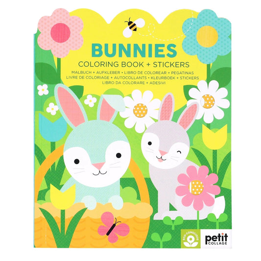Bunnies Coloring Book + Stickers - By Petit Collage (paperback)