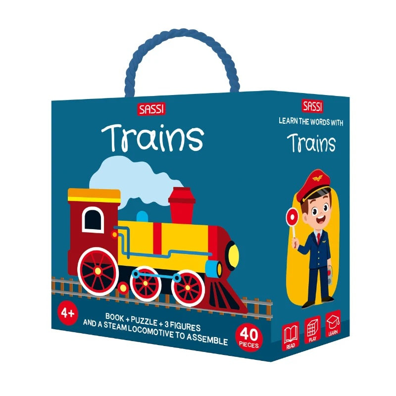 Sassi 3d Puzzle And Book Set Learn Shapes Trains