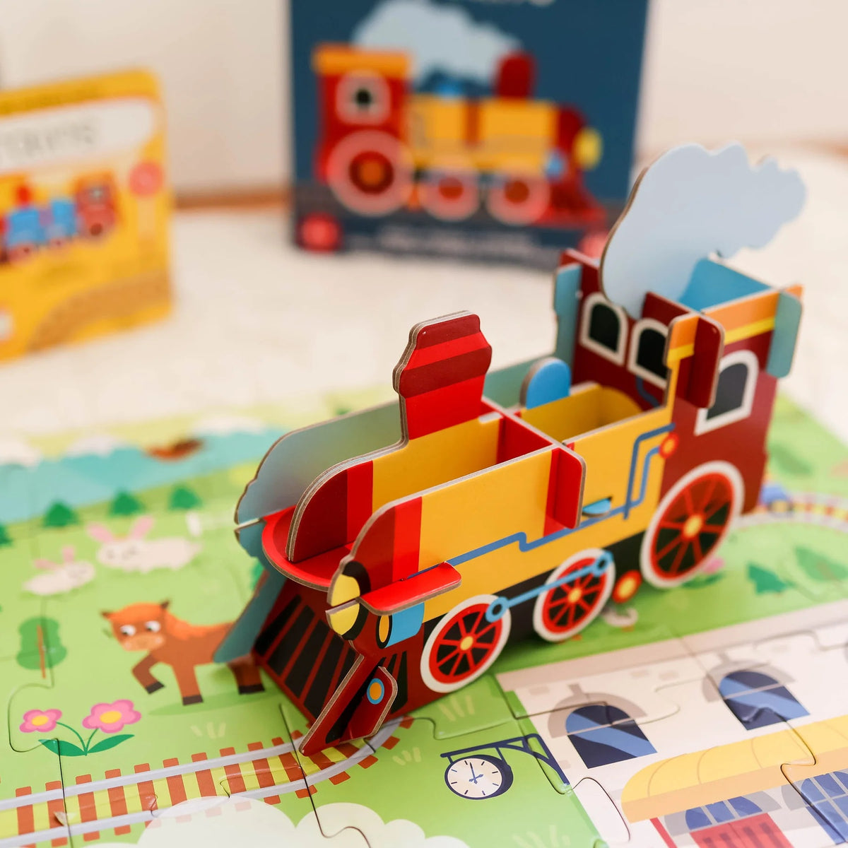 Sassi 3d Puzzle And Book Set Learn Shapes Trains