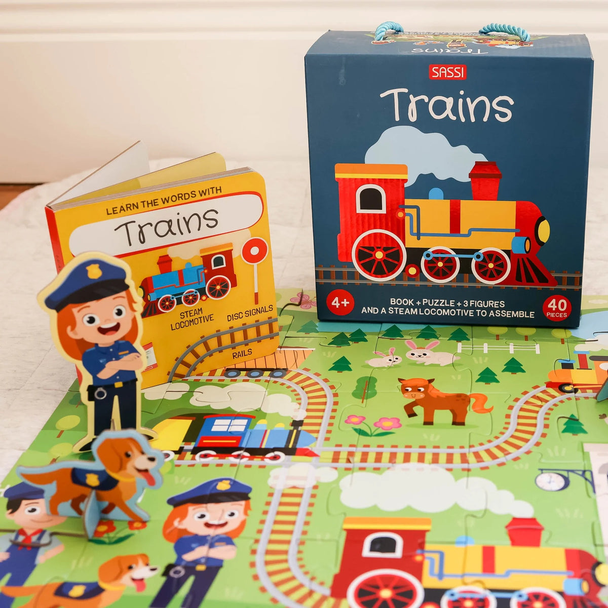 Sassi 3d Puzzle And Book Set Learn Shapes Trains