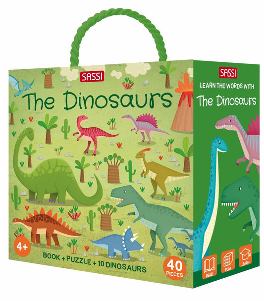 Sassi 3d Ultimate Atlas & Model Set - The Dinosaurs Book & Puzzle - 40 Pcs